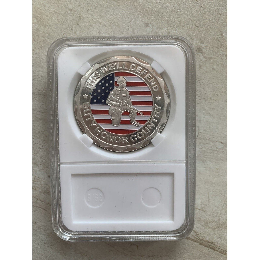 US Army Veteran Proud Served This We'll Defend Duty Honor Country Souvnier Coin