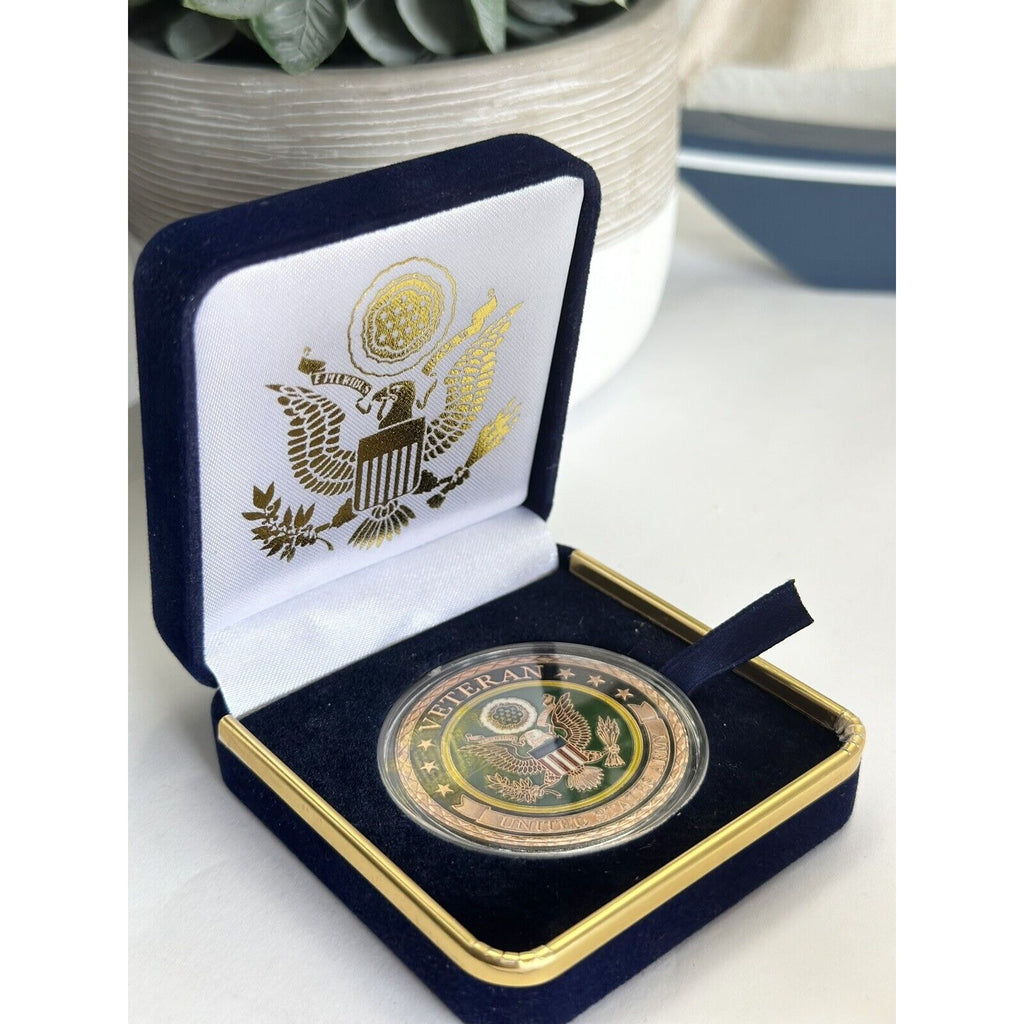 PROUD TO BE ARMY VETERAN Challenge Coin with Presentationt Box