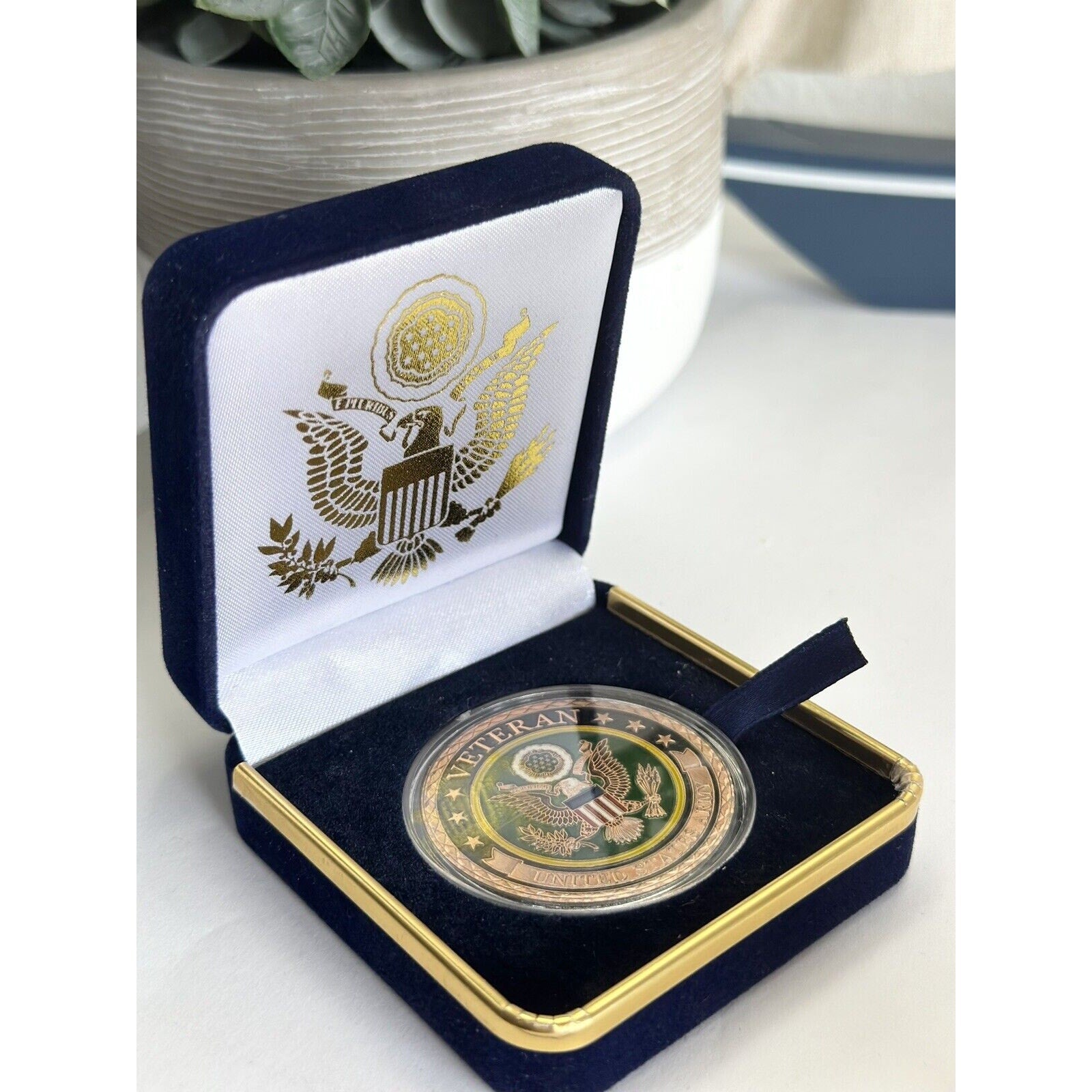 PROUD TO BE ARMY VETERAN Challenge Coin with Presentationt Box