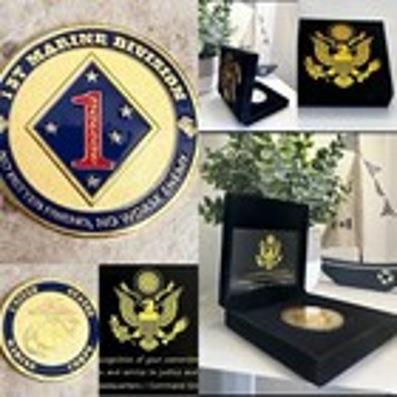 US MARINE CORPS - 1st MARINE DIVISION Challenge Coin w/ Presentation Box