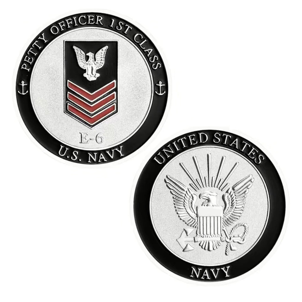 NEW U.S. Navy Petty Officer First Class E-6 Challenge Coin w/ Retirement Award