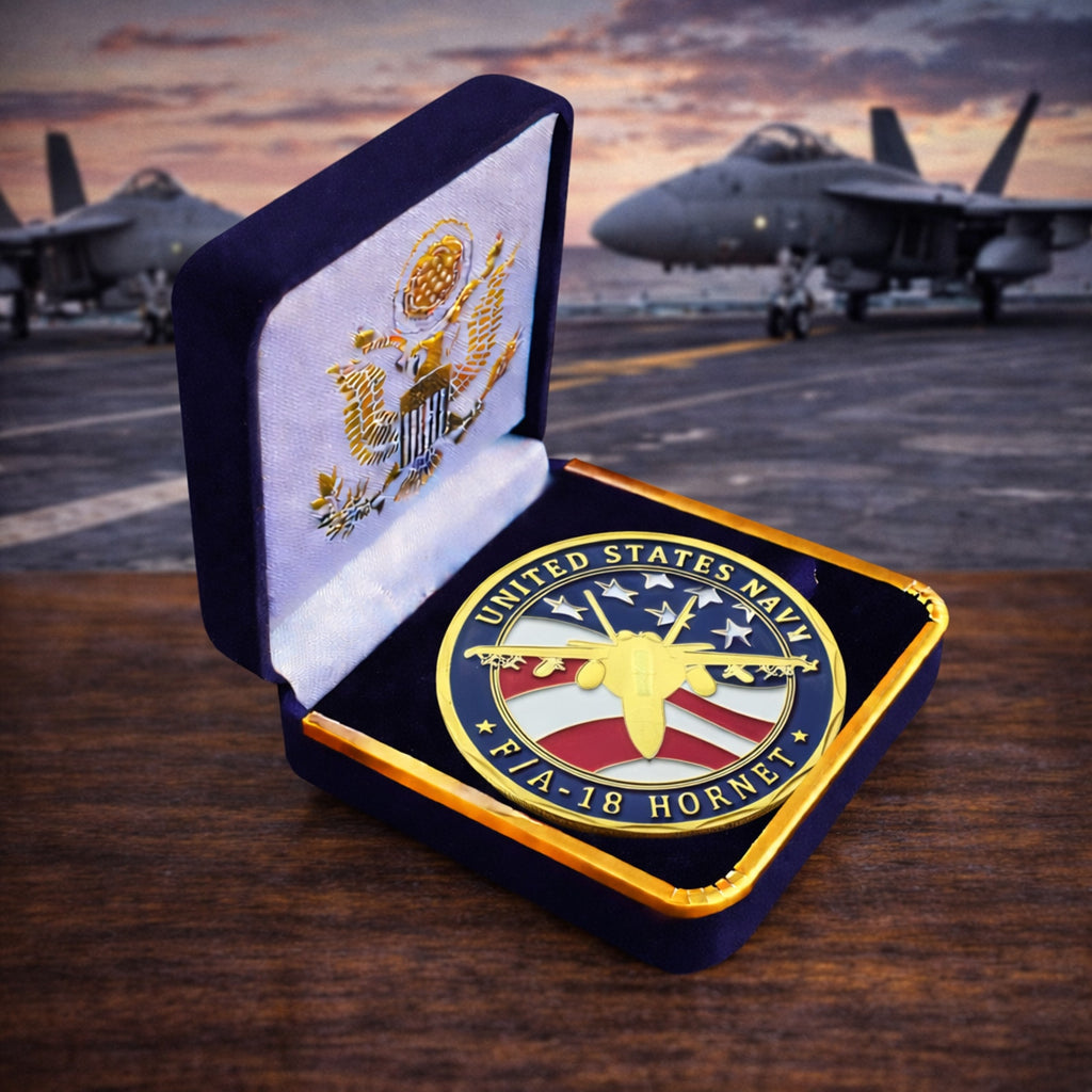 F/A-18 Hornet Challenge Coin US NAVY-Attack Jet ·FAST SHIPPING· ·NEW· with case