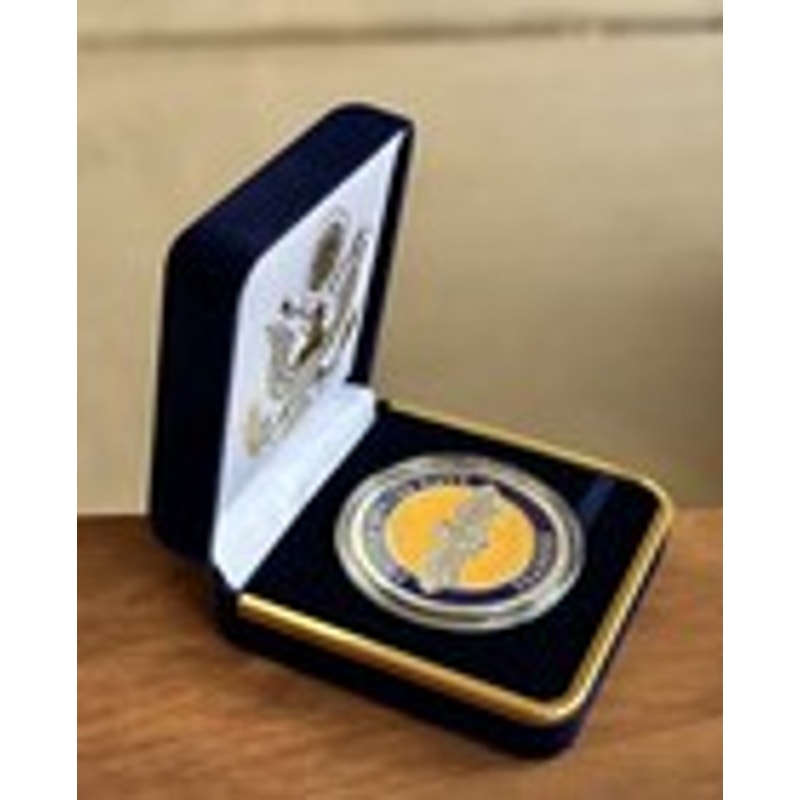 NEW U.S. Navy Seabees "We Build We Fight" Challenge Coin With Blue Velvet Case