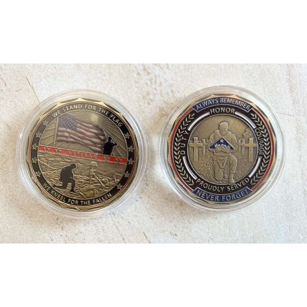 Military Veteran US We Stand for The Flag We Kneel w/ Retirement Award