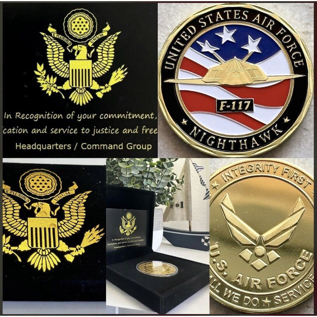 U S AIR FORCE F-117 NIGHTHAWK Challenge Coin USA With Special Velvet Case