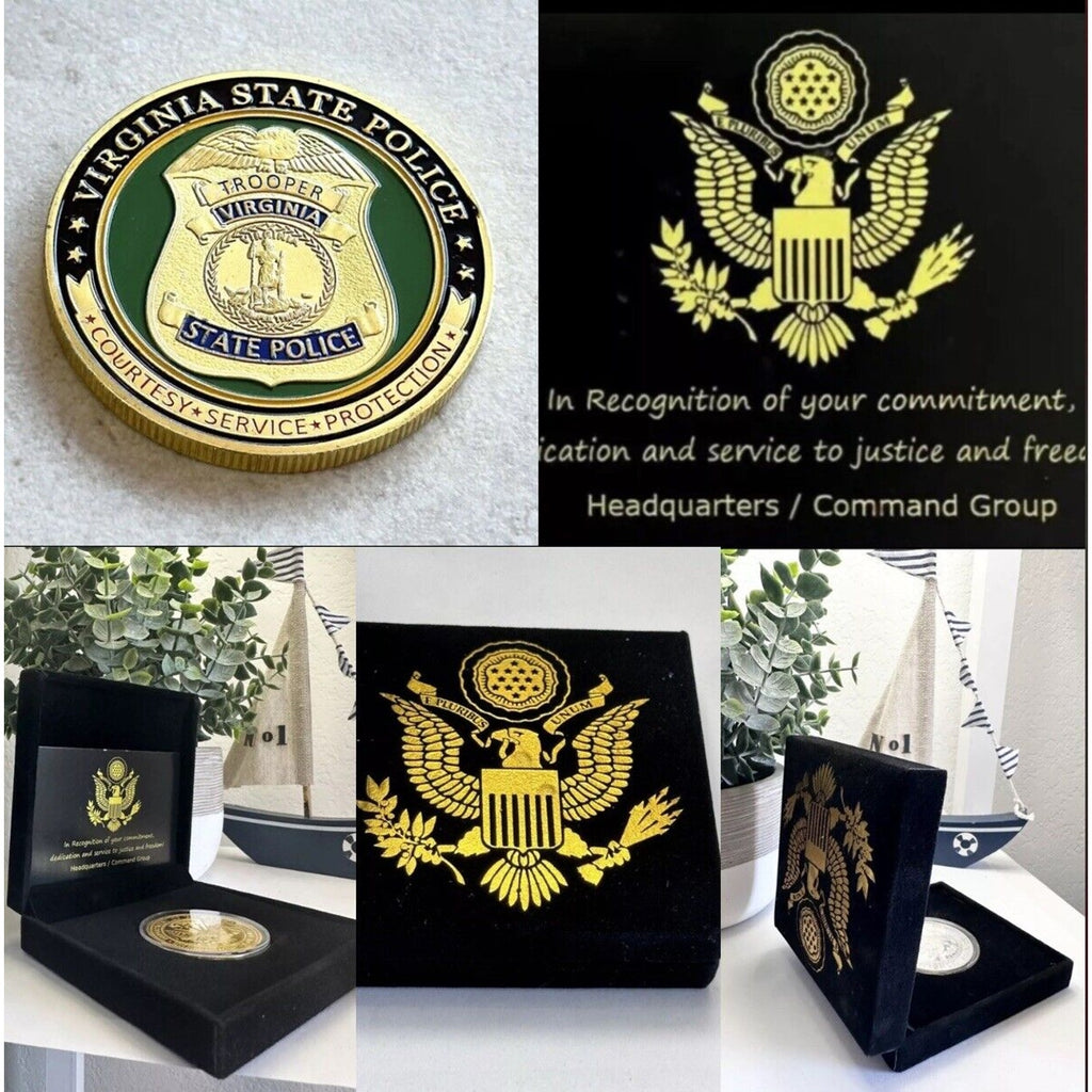 Pcs VIRGINIA STATE POLICE Office Agent Badge With Velvet Case Box Coin