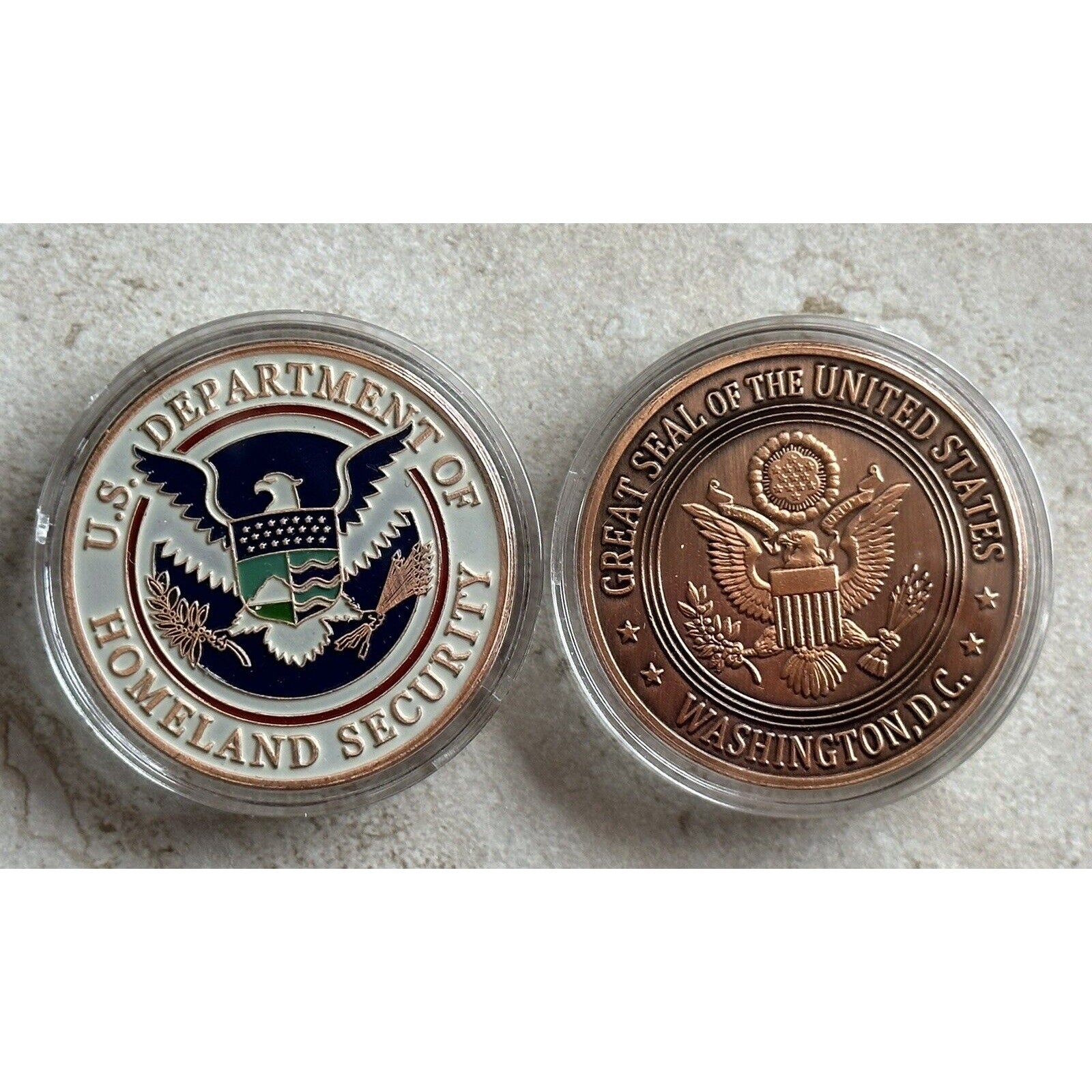 US Department Of Home land Security Coin With Retirement Award