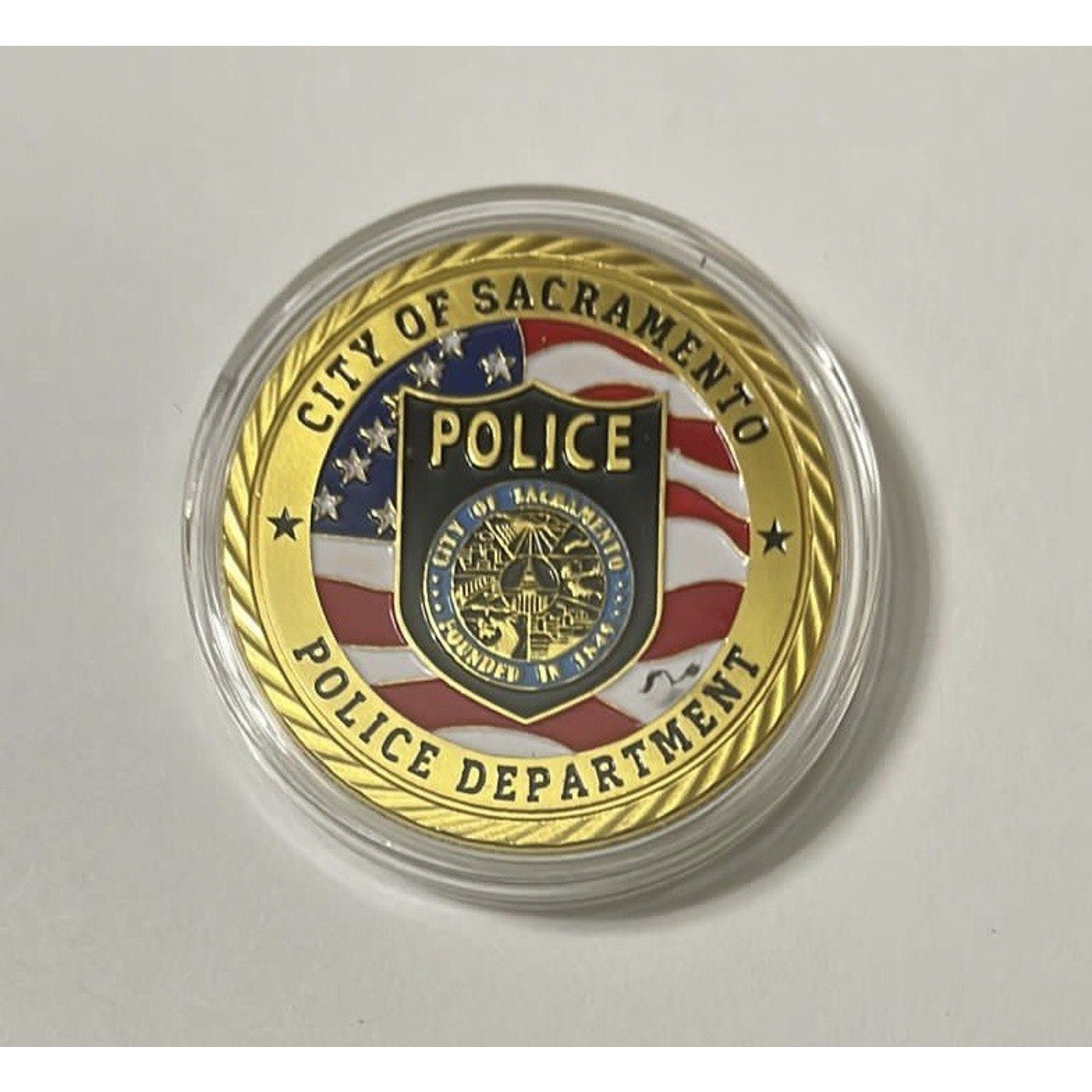 CITY OF SACRAMENTO POLICE DEPT CHALLENGE COIN With Retirement Award