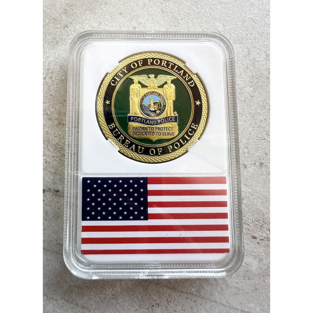 City of Portland Police Dept Challenge Coin With Case