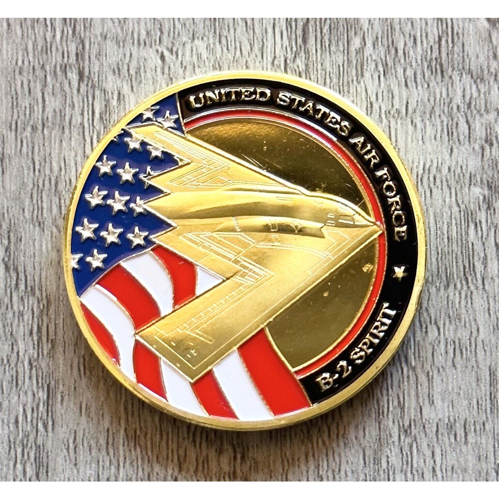 U S AIR FORCE B-2 SPIRIT (Stealth Bomber) Coin With Retirement Award