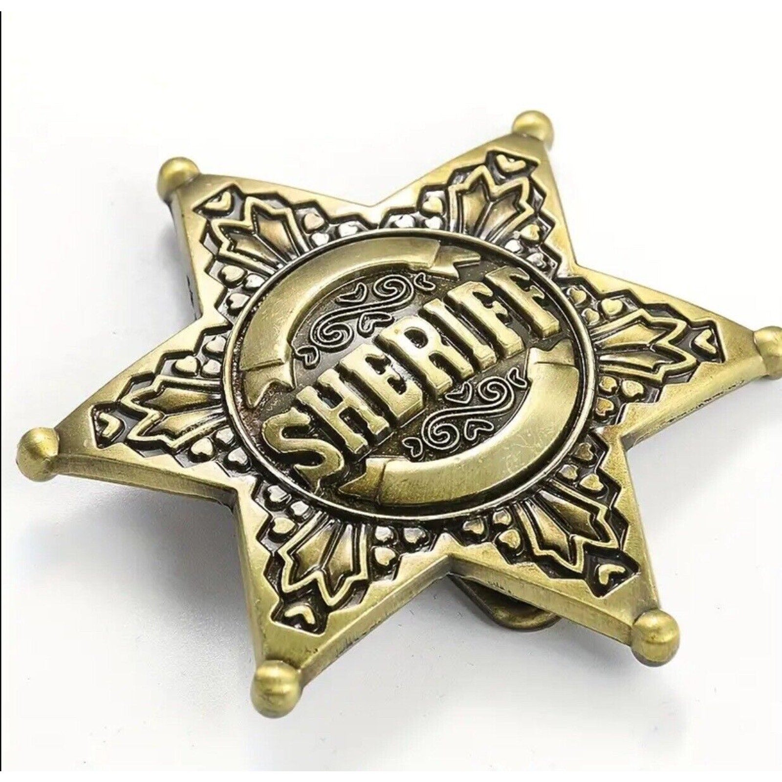Bronze Sheriff Badge Star Metal Fashion Belt Buckle