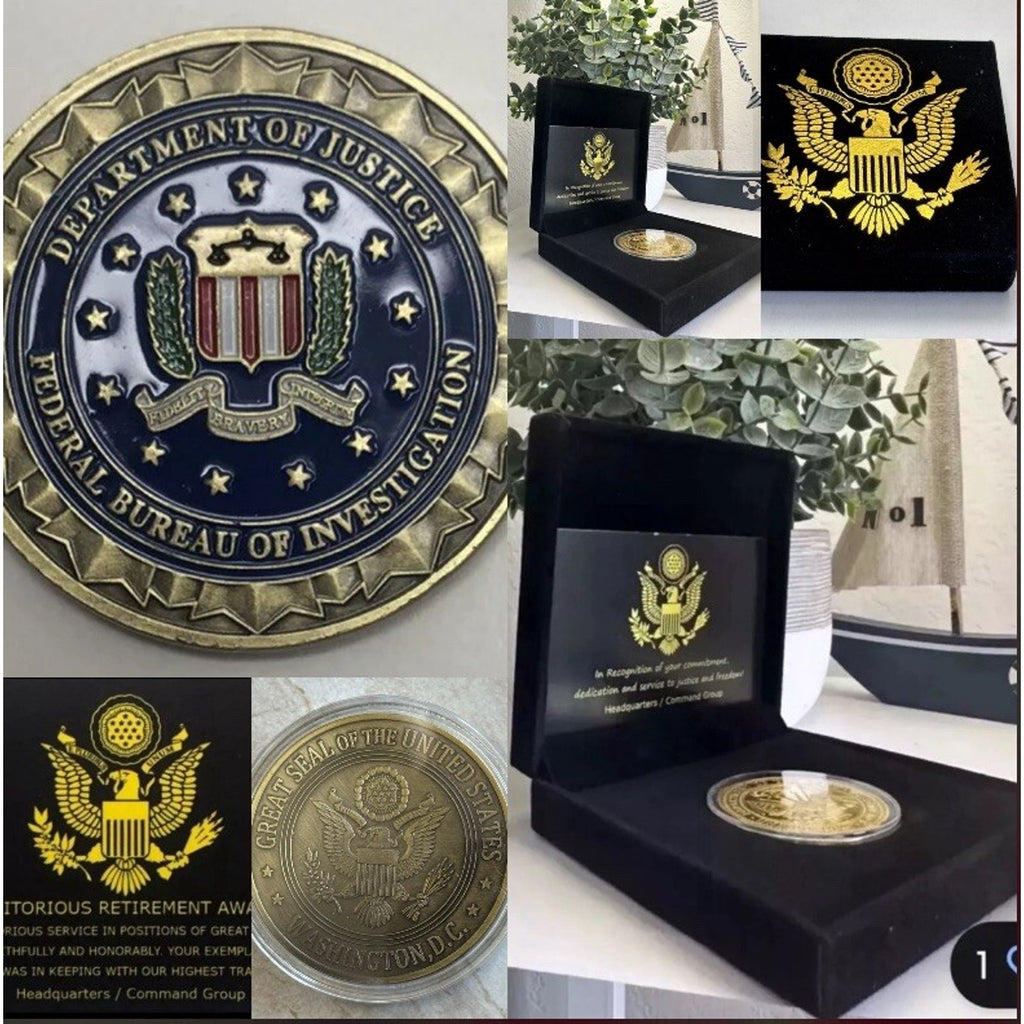 FBI Challenge Ultra Rare ILAF Department of Justice FBI Coin W/ Retirement Award