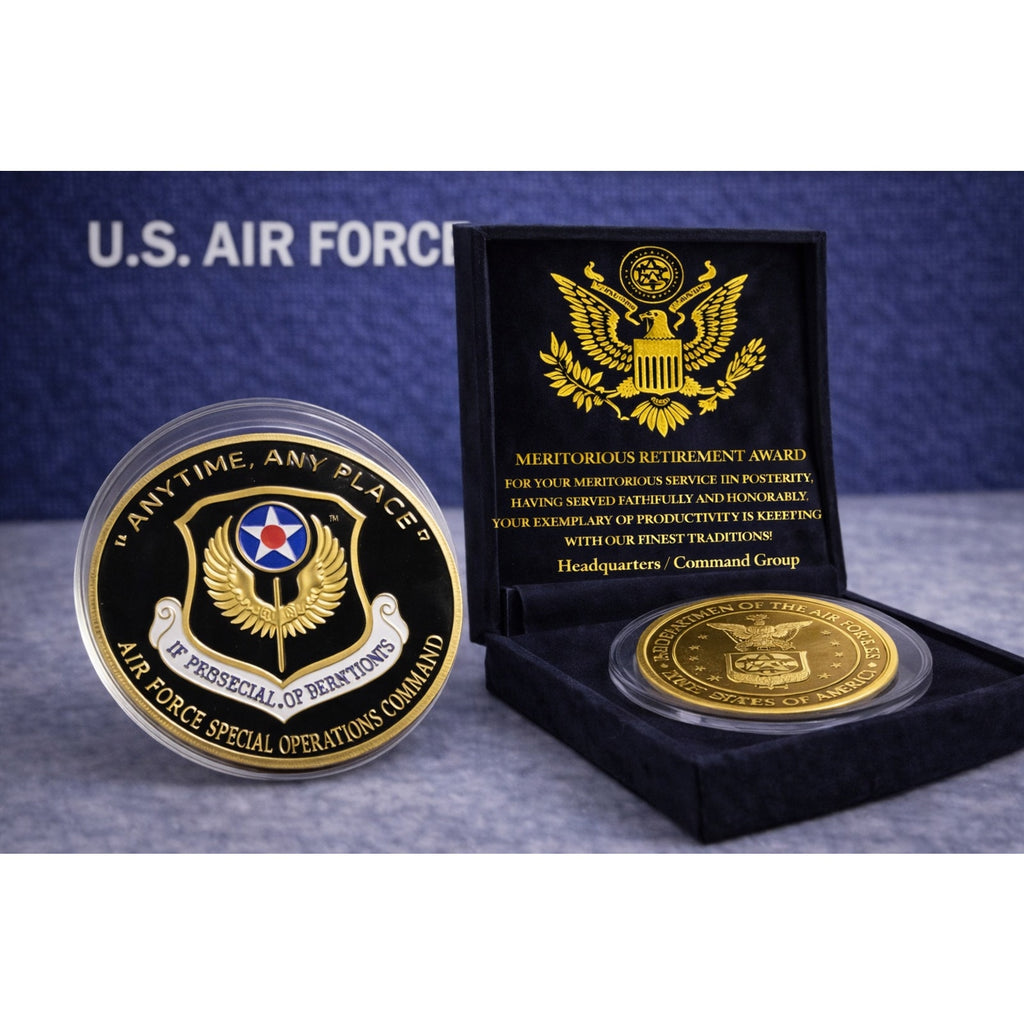 AIR FORCE SPECIAL OPERATIONS COMMAND Challenge Coin USA F w/ Retirement Award