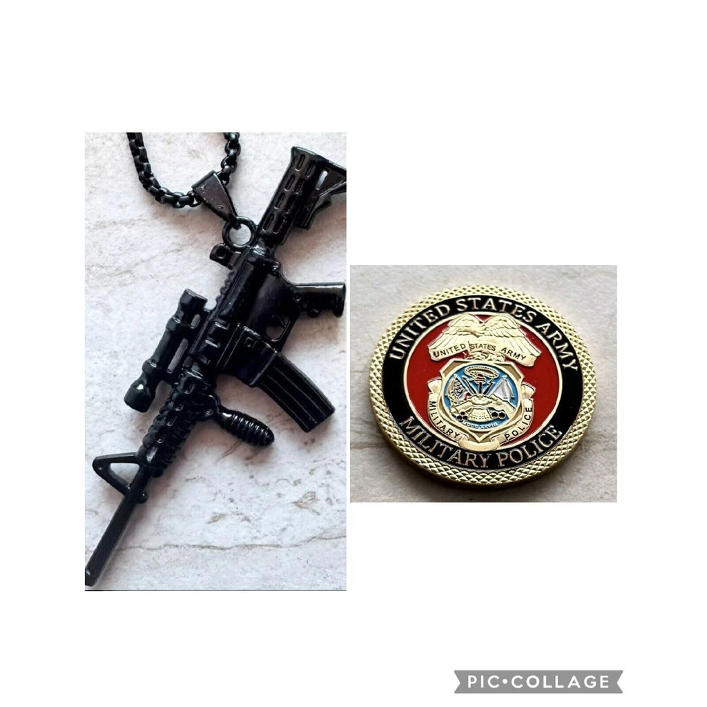 2pcs US ARMY MP Coin Military Police And Dog Tag