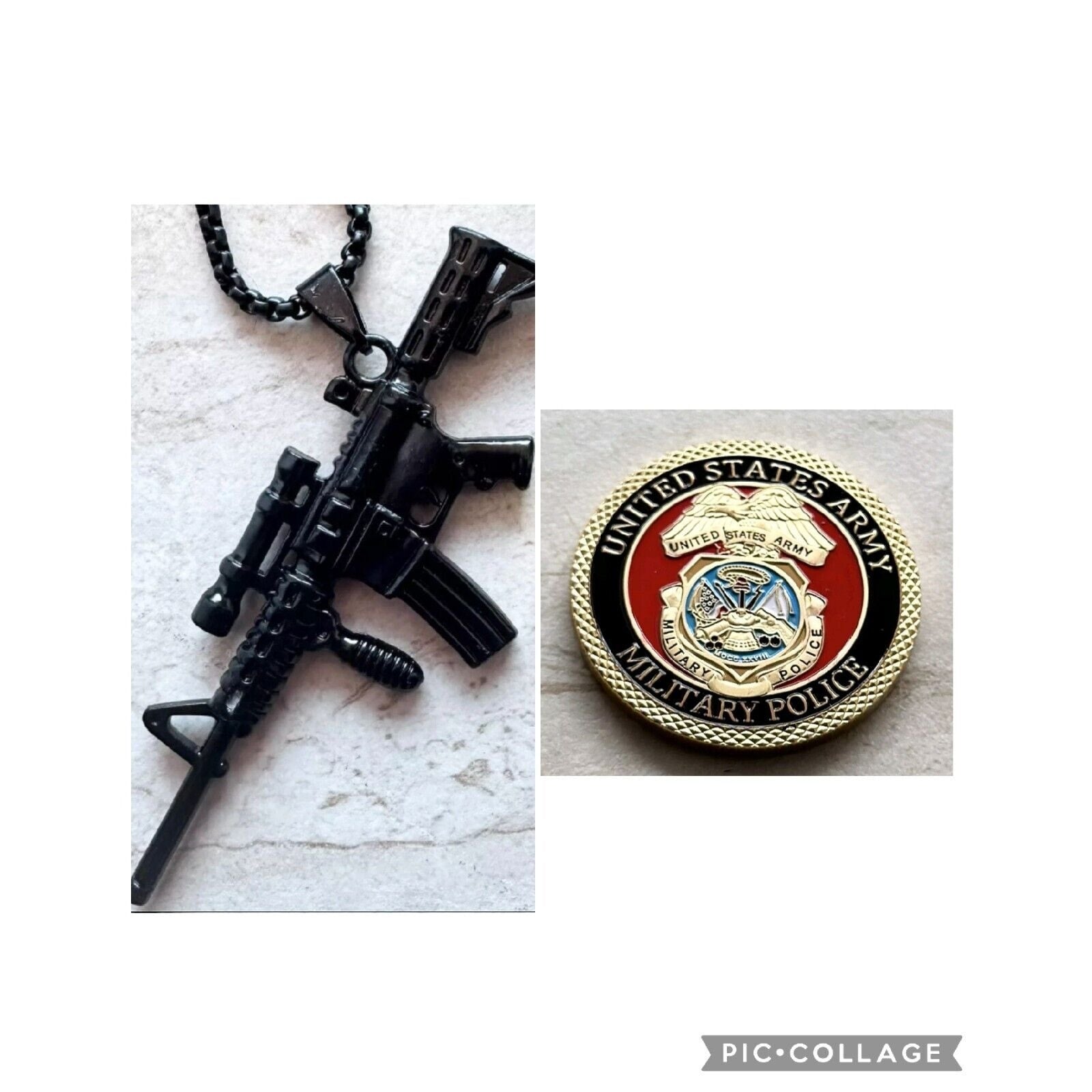 2pcs US ARMY MP Coin Military Police And Dog Tag
