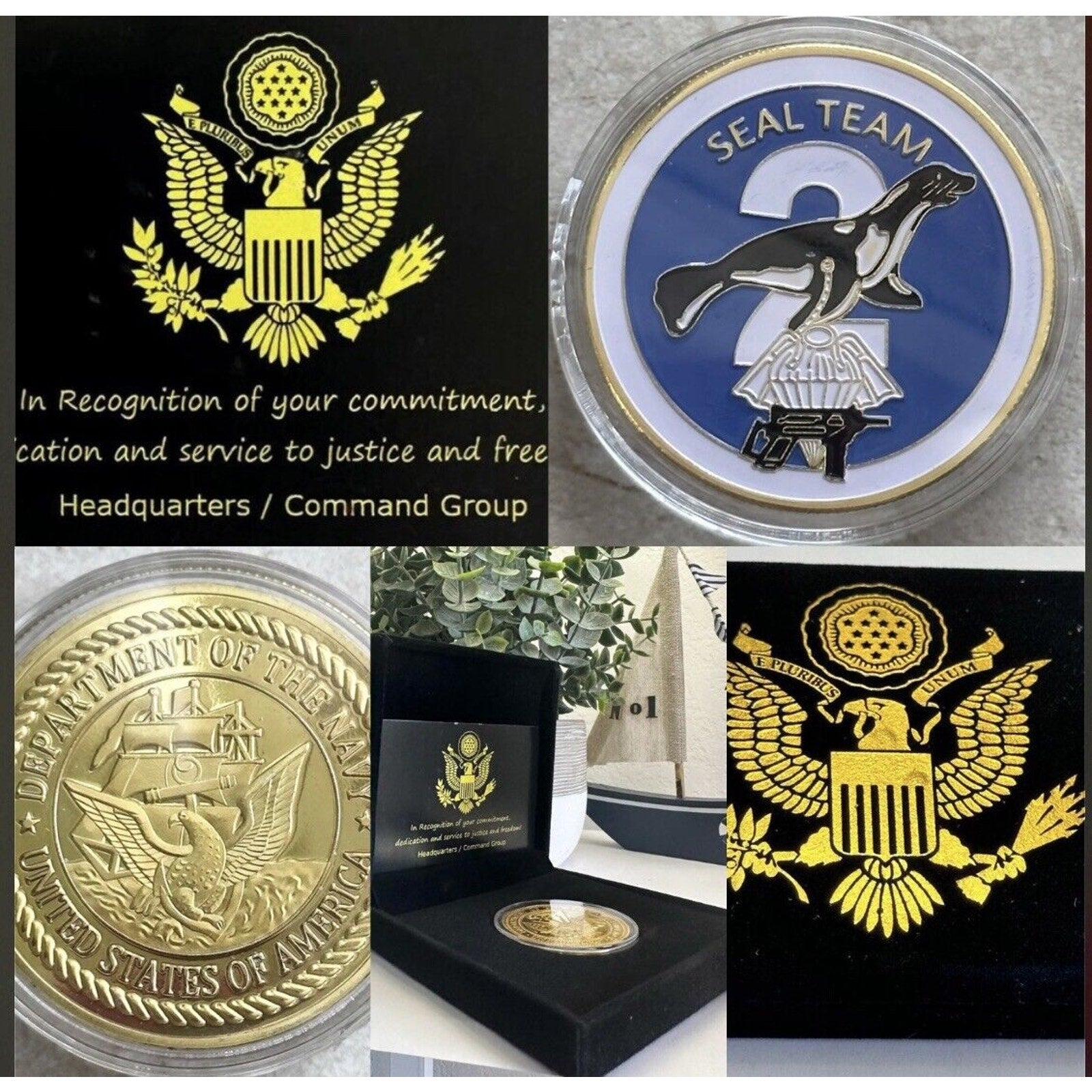 US Navy SEAL Team Two Naval Special Warfare Command NSW SOCOM Challenge Coin USA