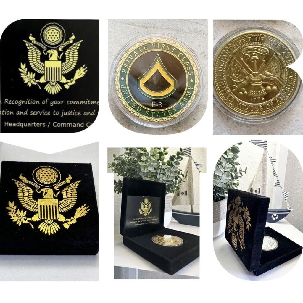 US ARMY " PRIVATE FIRST CLASS E-3 " Challenge Coin USA any