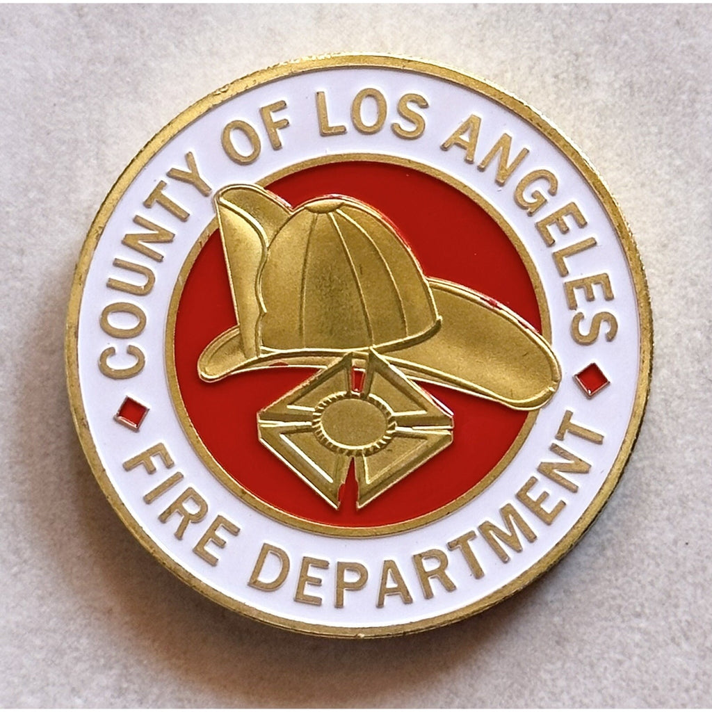 LOS ANGELES COUNTY FIRE DEPT Challenge Coin w/ Retirement Award