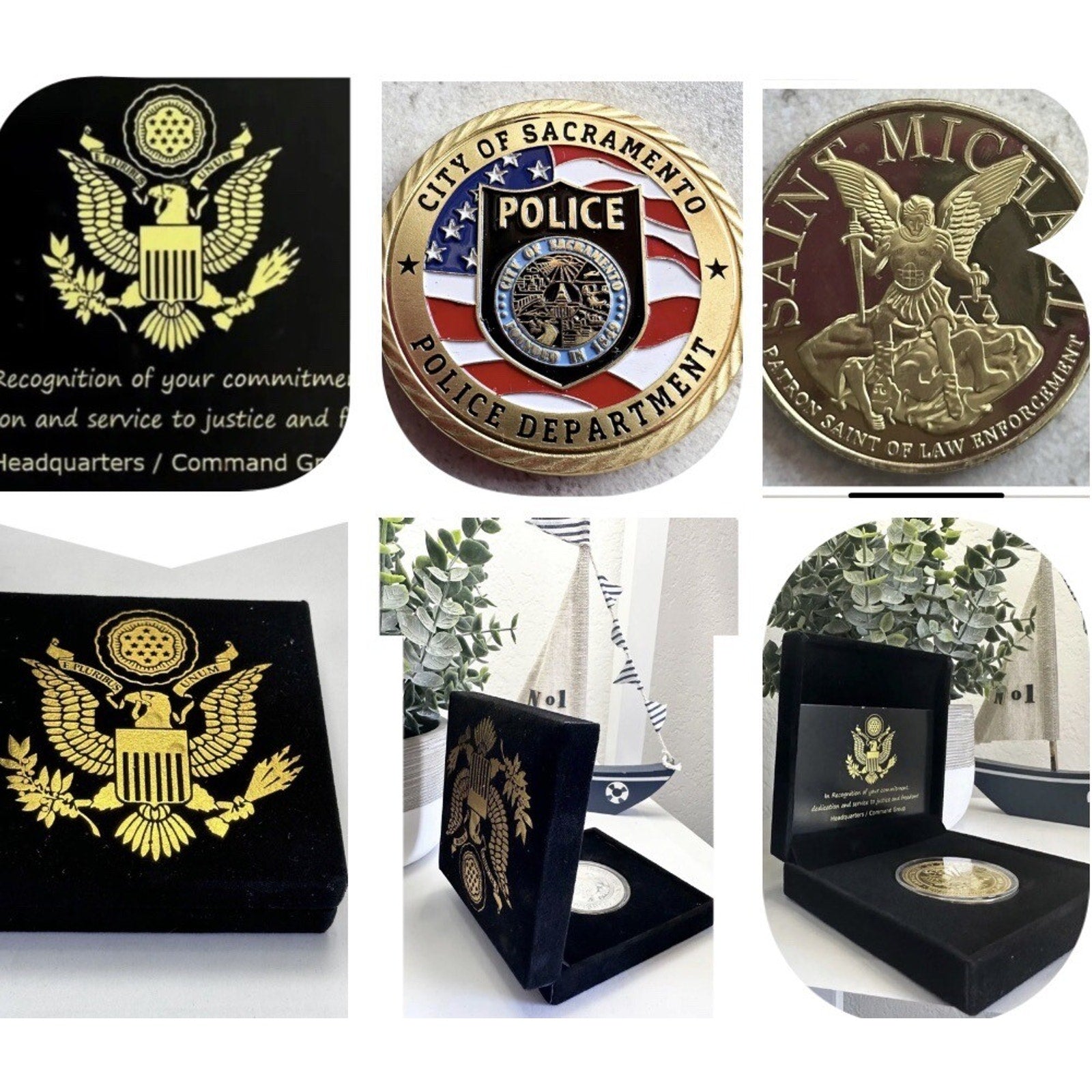 CITY OF SACRAMENTO POLICE DEPT CHALLENGE COIN USA w/ Retirement Award