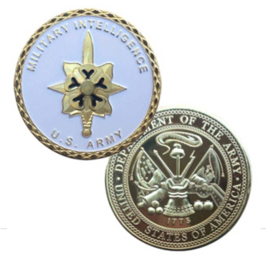 2pcs Army Rank 2LT 2nd O-2 And Military Intelligence Coin