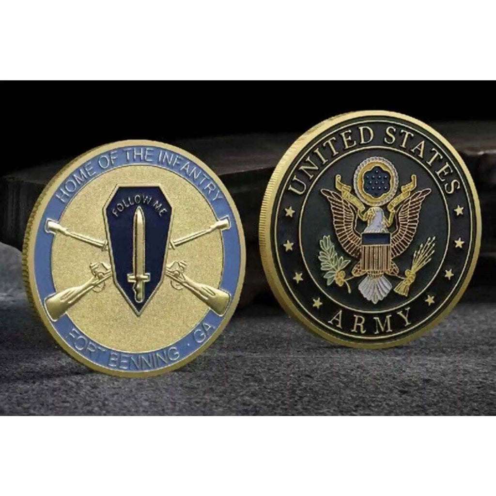 US Army INFANTRY SF Home FT BENNING Logo Coin w/ Achievement Award