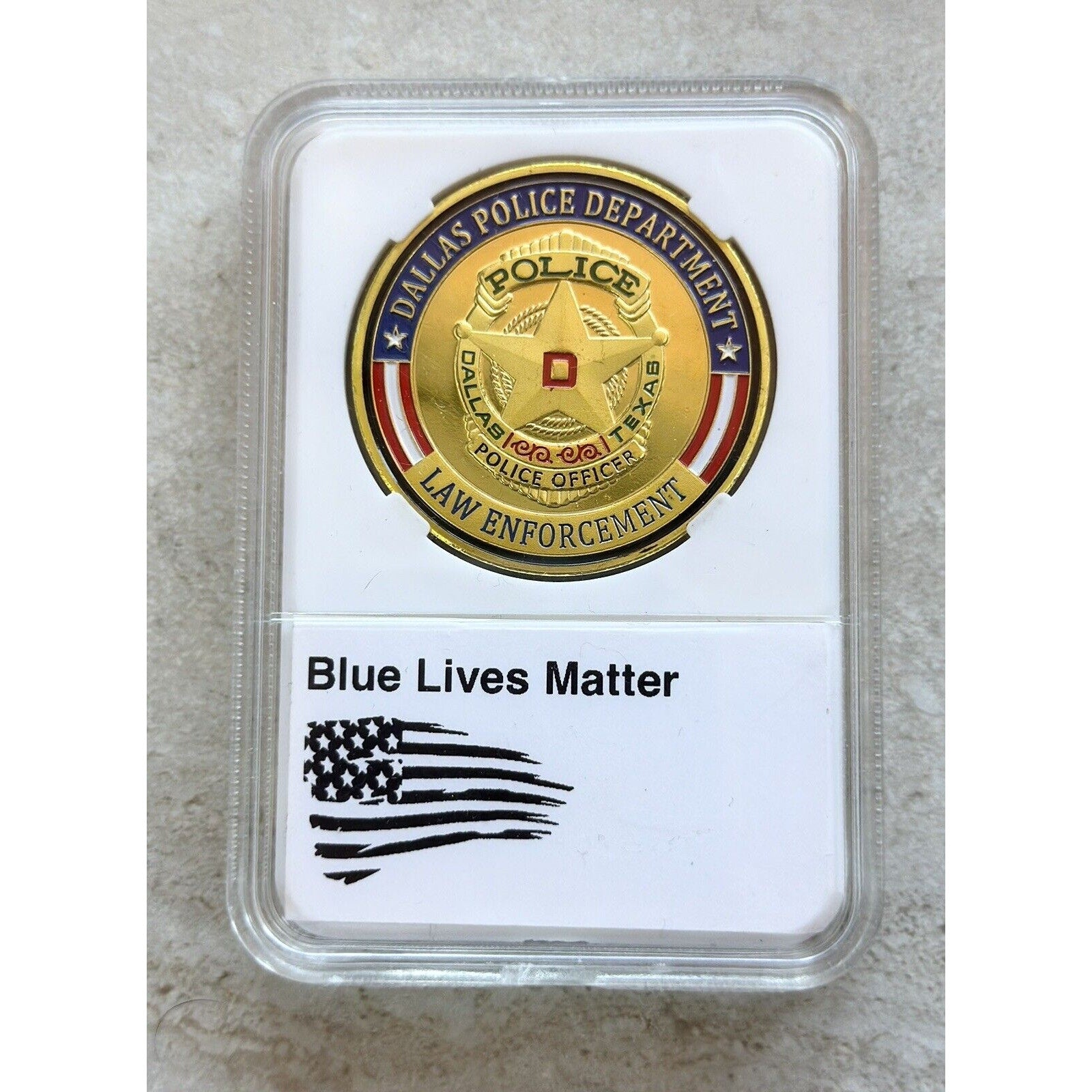 DALLAS TEXAS POLICE DEPARTMENT GOLD FINISH Challenge Coin 40mm New! With Case