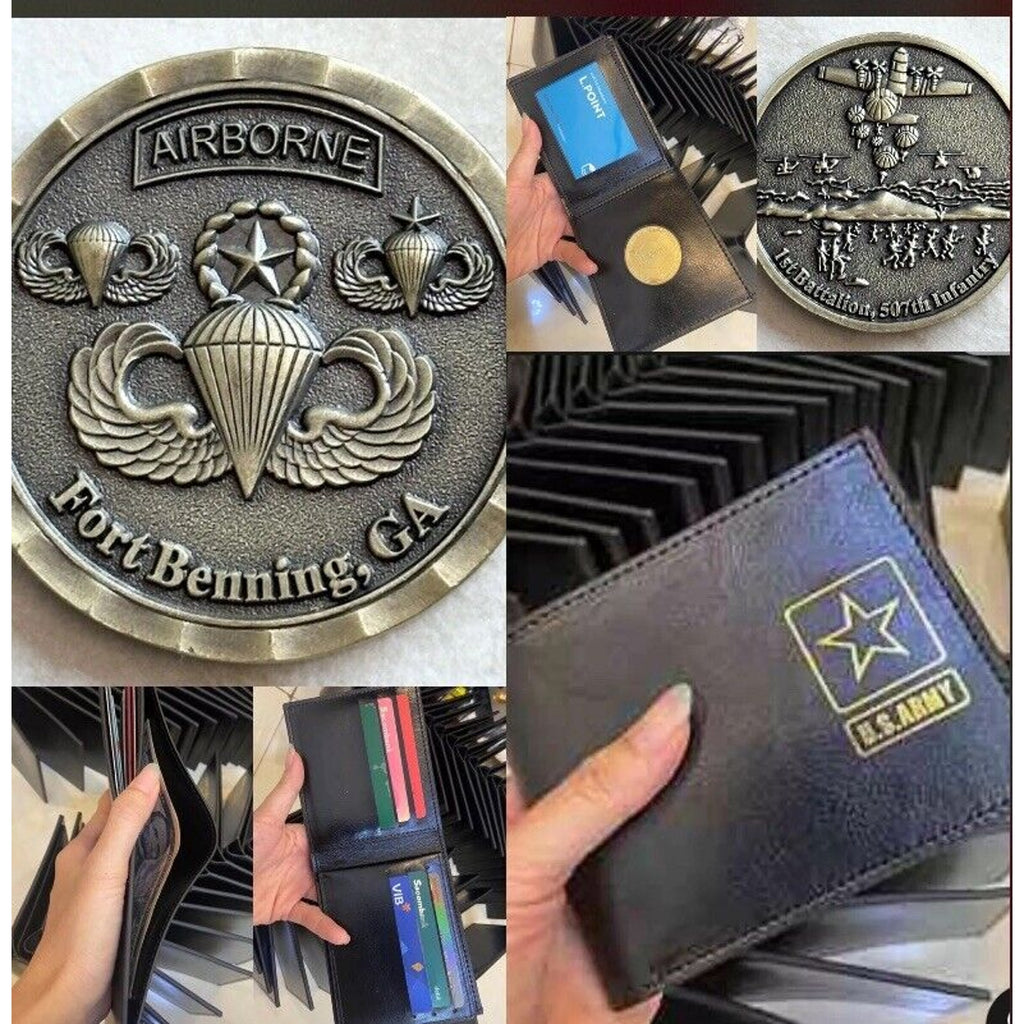 US Army Special Forces Airborne With Credential coin holder wallet