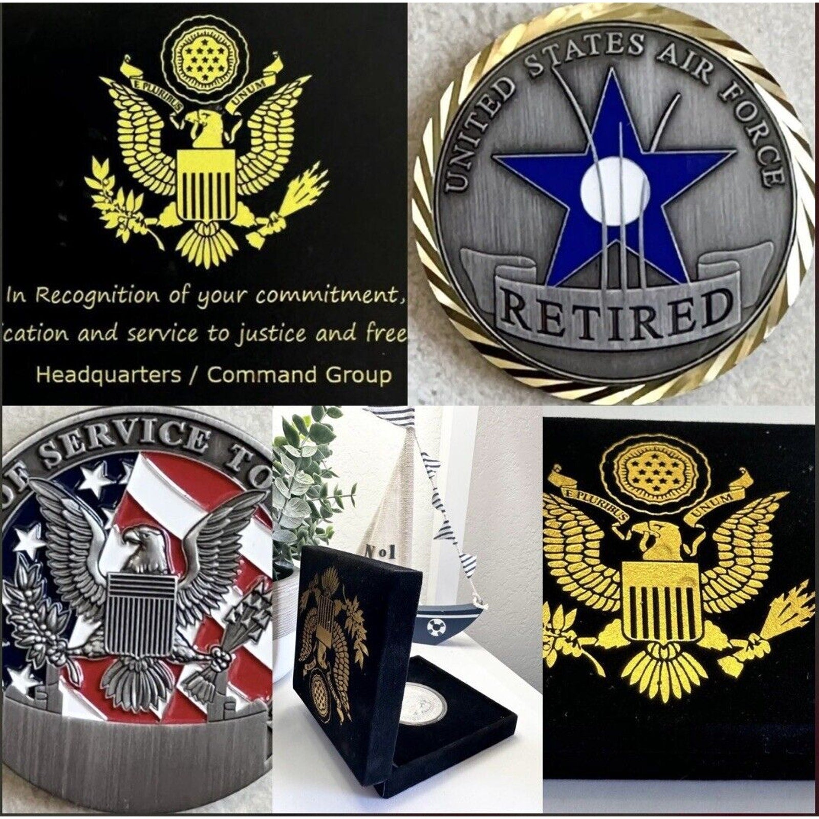 US Air Force USAF Retired Challenge Coin. New Fast Shipping. 45mm USAF