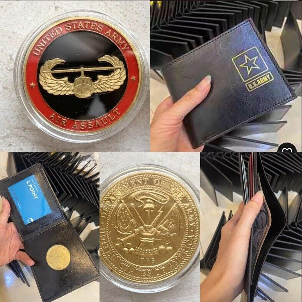 AIR ASSAULT Airborne Combat Division US Army W/Credential coin holder wallet