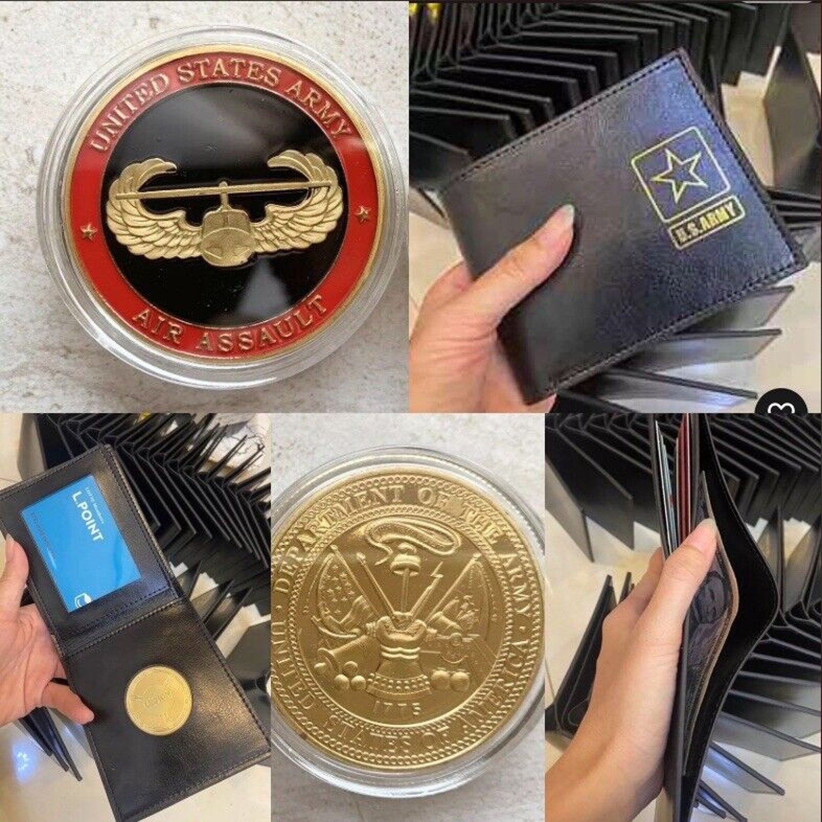 AIR ASSAULT Airborne Combat Division US Army W/Credential coin holder wallet