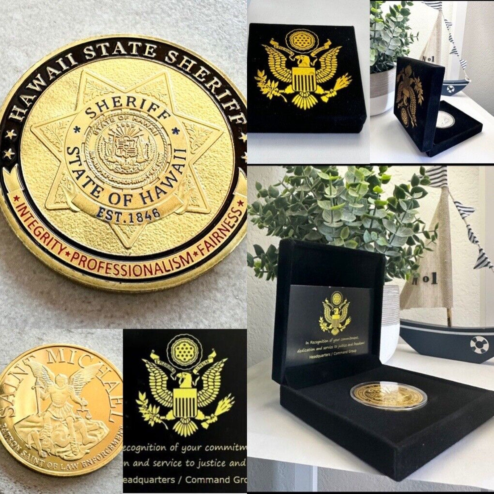 HAWAII STATE SHERIFF Challenge Coin With Special Velvet Case