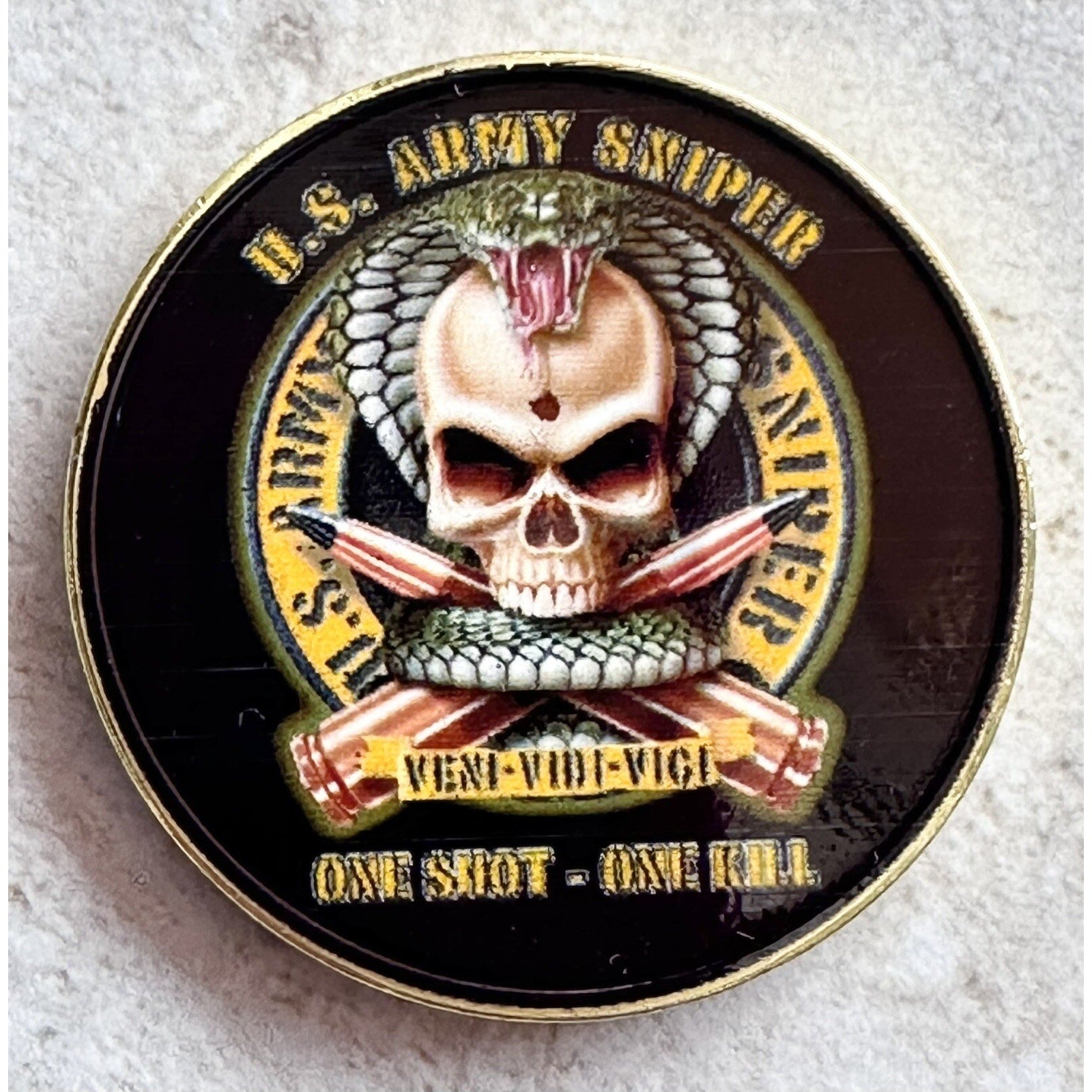 UNITED STATES ARMY Sniper Challenge Coin USA ARMY w/ Retirement Award