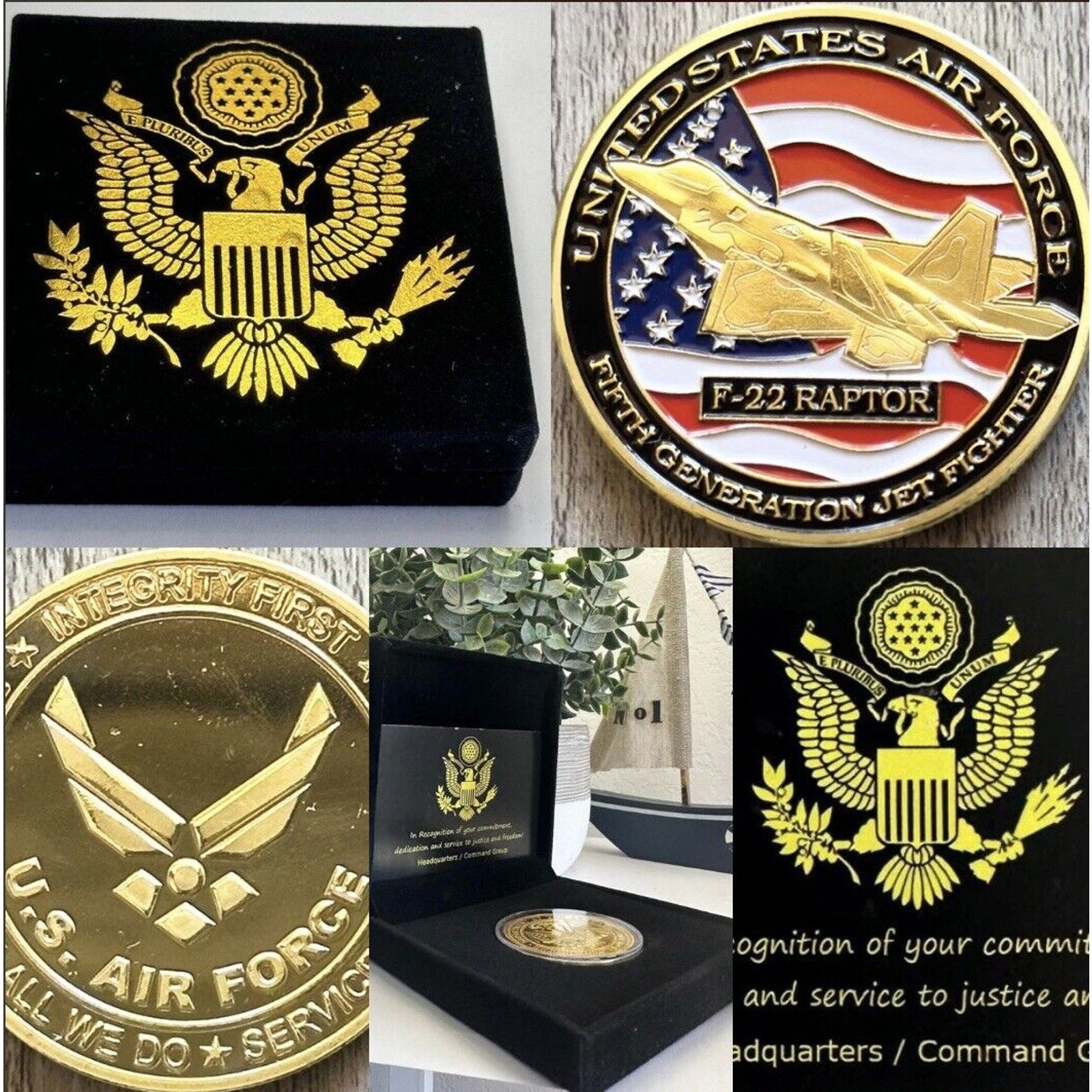 U S AIR FORCE F-22 RAPTOR Challenge Coin USA F