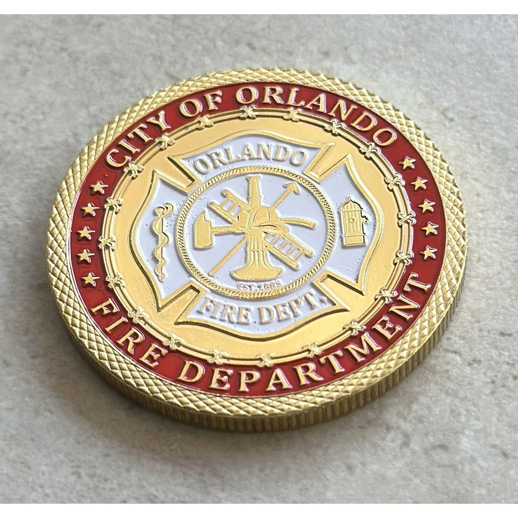 CITY OF ORLANDO FIRE DEPT. Challenge Coin With Retirement