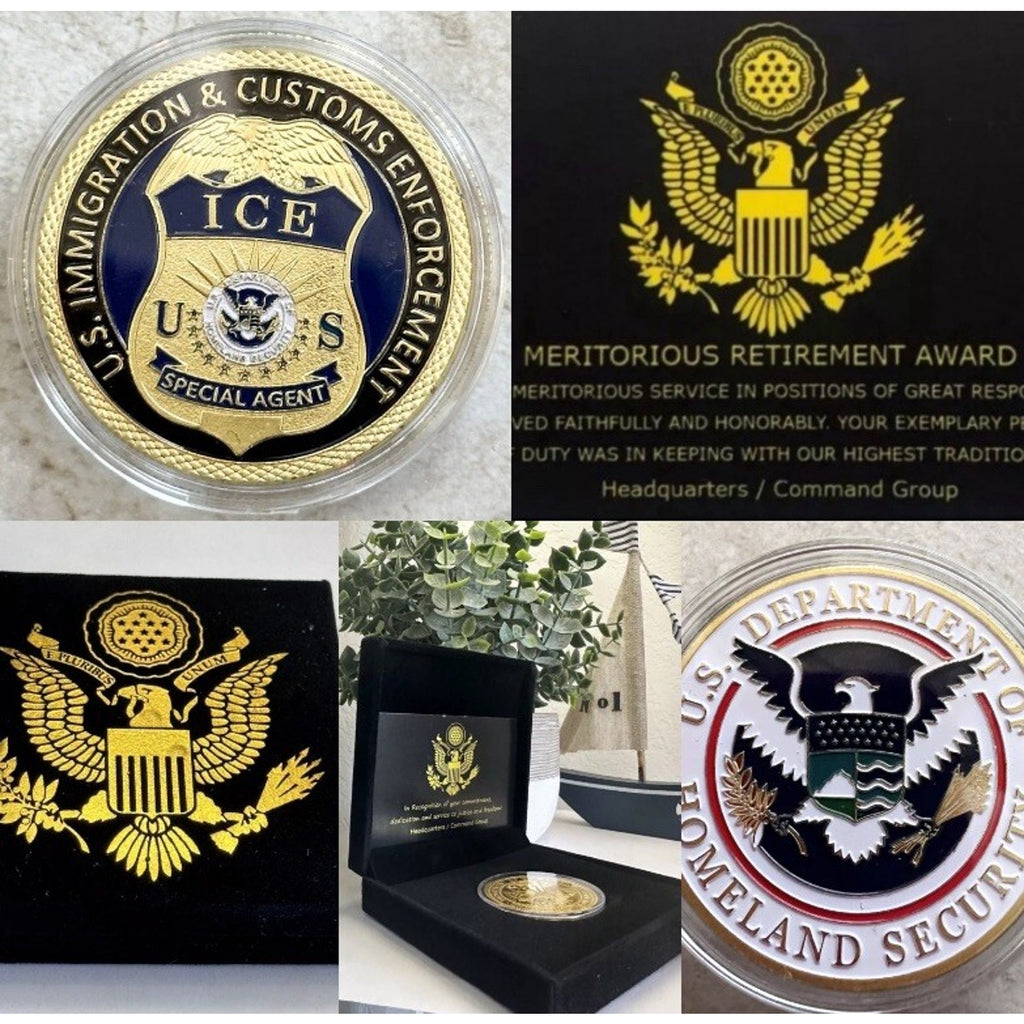 US Immigrations Customs Enforcement Coin ICE Special Agent W/ Retirement Award