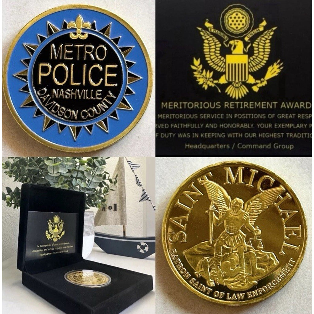 Nashville Metro Police Davidson County Challenge Coin With Retirement Award