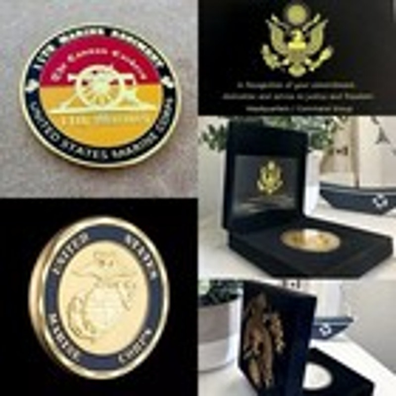 US MARINE CORPS - 11th REGIMENT Coin With Retirement Award. Fast Shipping!