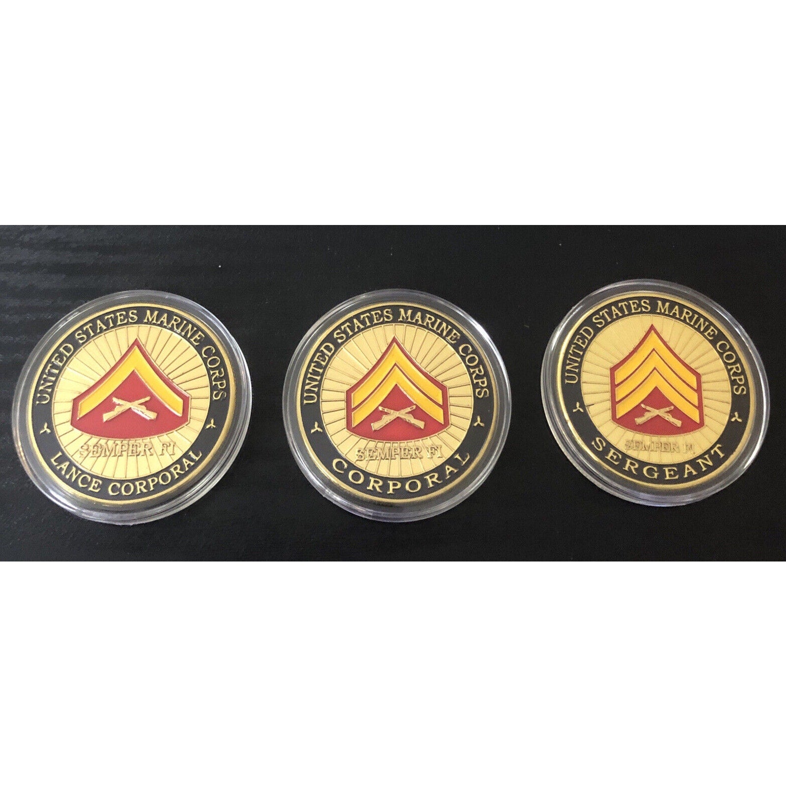 LOT OF 3 x USMC RANK Lance Corporal Sergeant SSG challenge Coin Marines