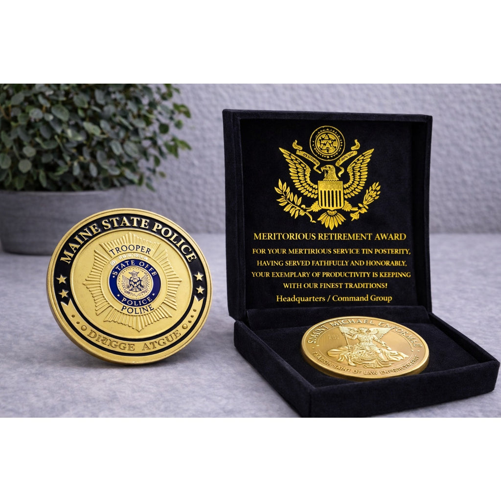 NYPD NEW YORK STATE POLICE OFFICER Challenge Coin w/ Retirement Award