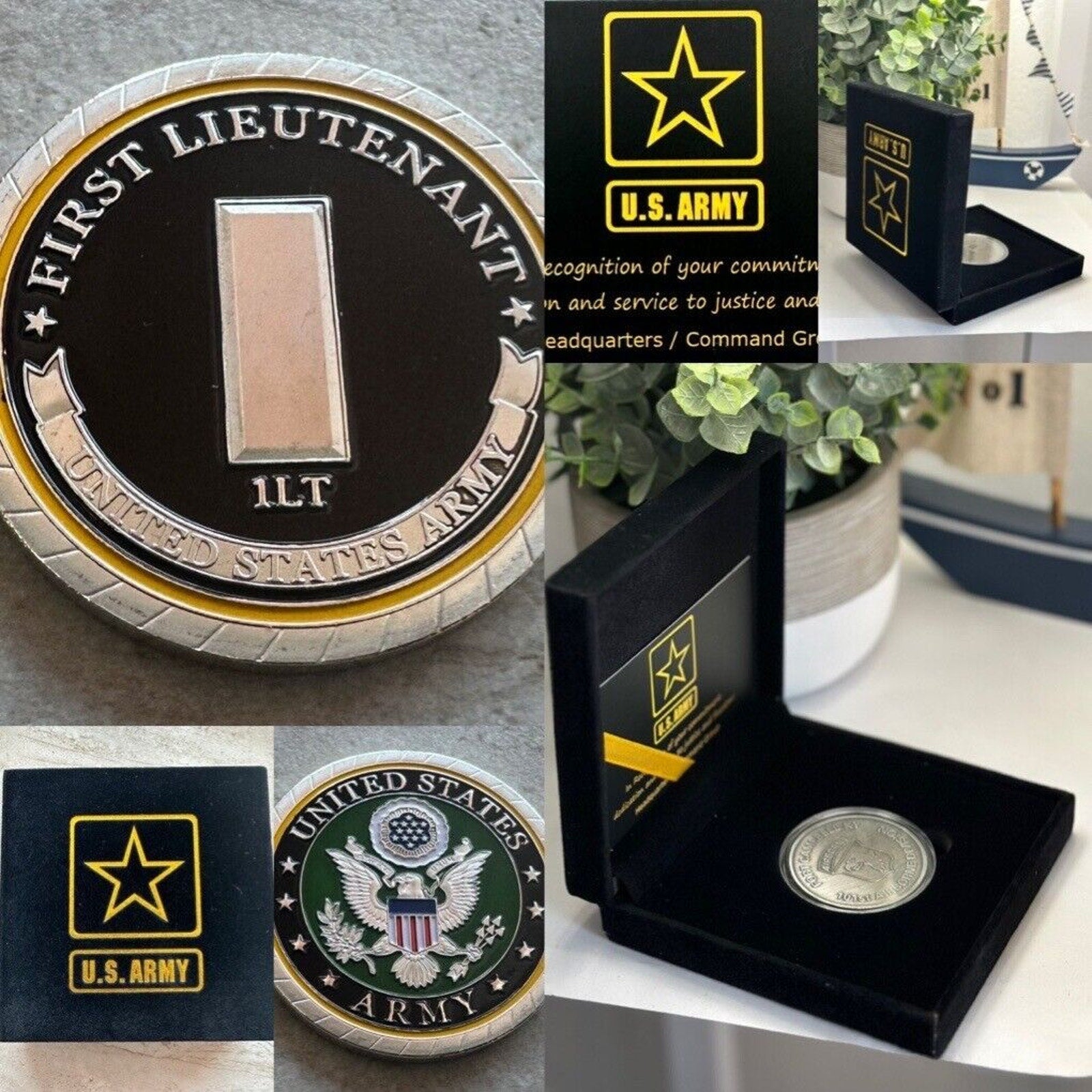 Challenge Coin Army Rank First Lieutenant Coin Come W Special Army Velvet Case