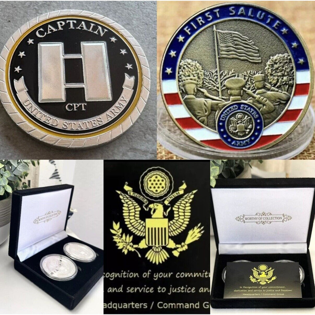 2pcs Army Rank Captain O-3 And 2nd LT First Salute Oath Of Office CHALLENGE