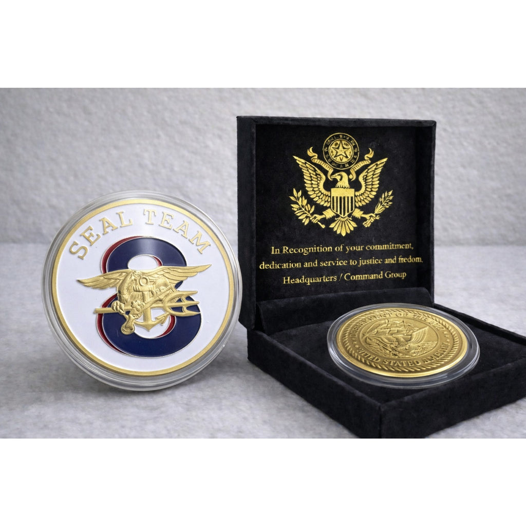 US Navy Seal Team 8 Challenge Coin w/ Achievement Award