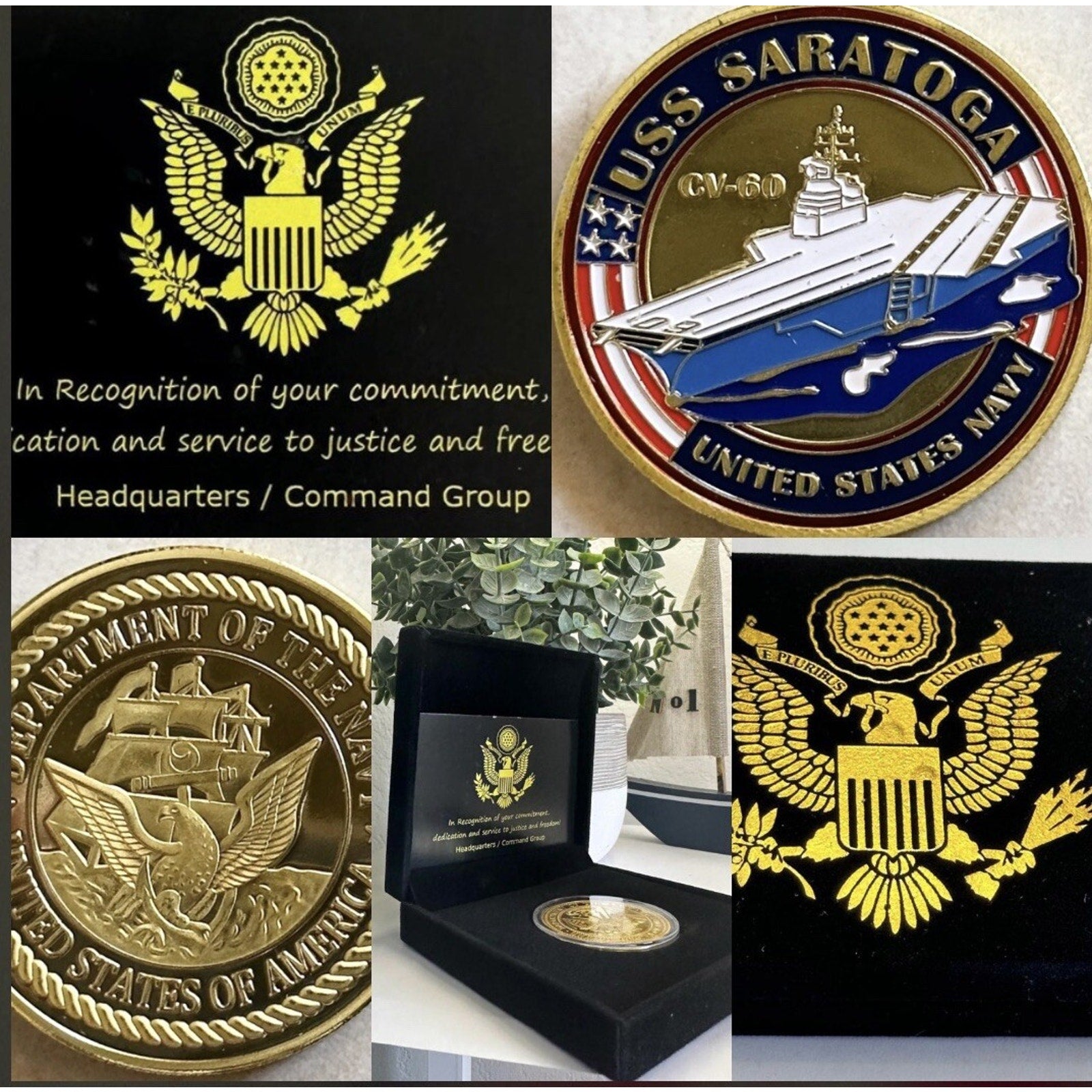 US NAVY - USS SARATOGA - CV-60 - Challenge Coin USA Strike Carrier