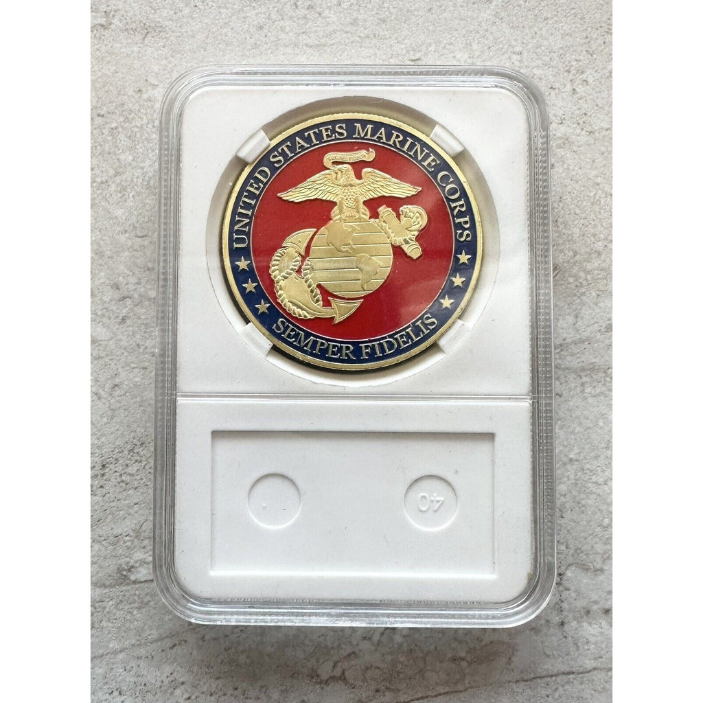 MARINE CORPS USMC SEMPER FI DEVIL DOGS CHALLENGE COIN with case