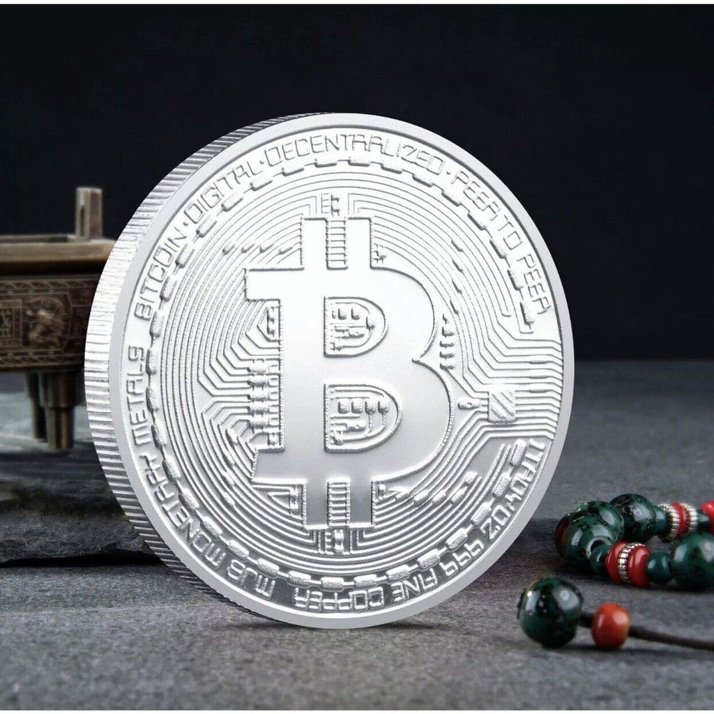 Silver Bitcoin Coins Commemorative Collectors Silver Plate Coin USA