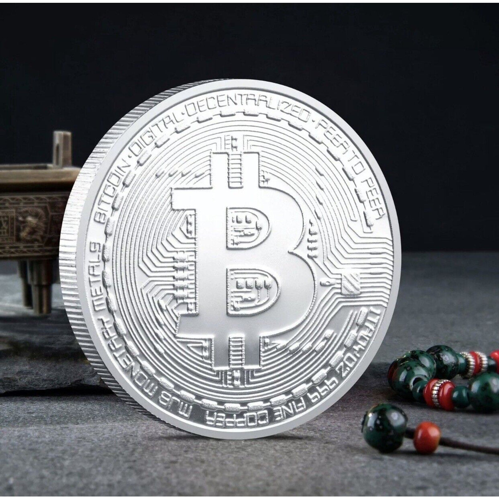 Silver Bitcoin Coins Commemorative Collectors Silver Plate Coin USA