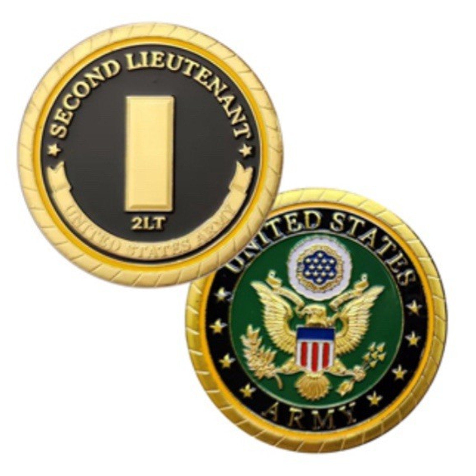 US ARMY 2LT SECOND (2ND) LIEUTENANT Challenge Coin With Retirement Award