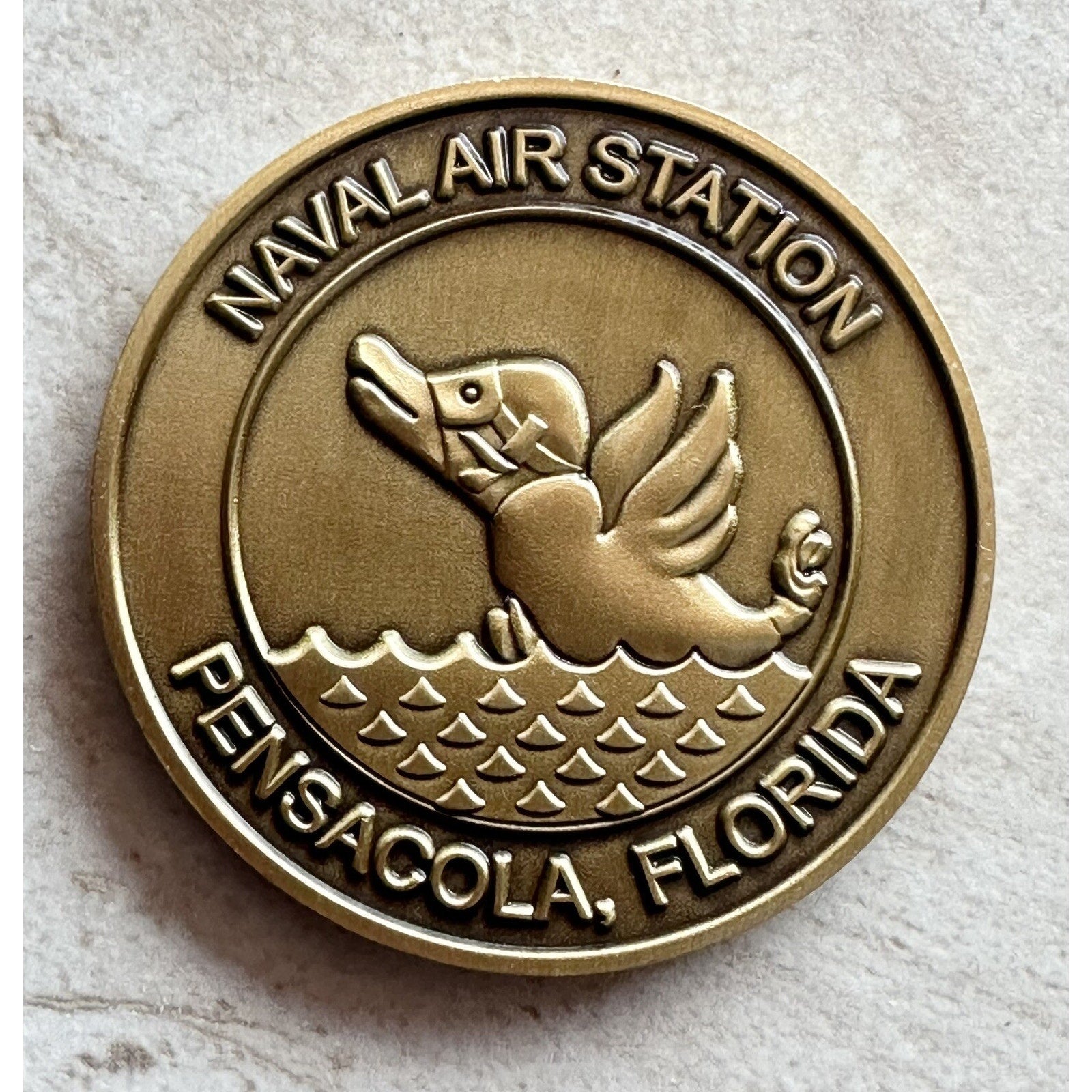 USN Navy aviation Base Challenge Coin NAS Pensacola FL USA w/ Retirement Award