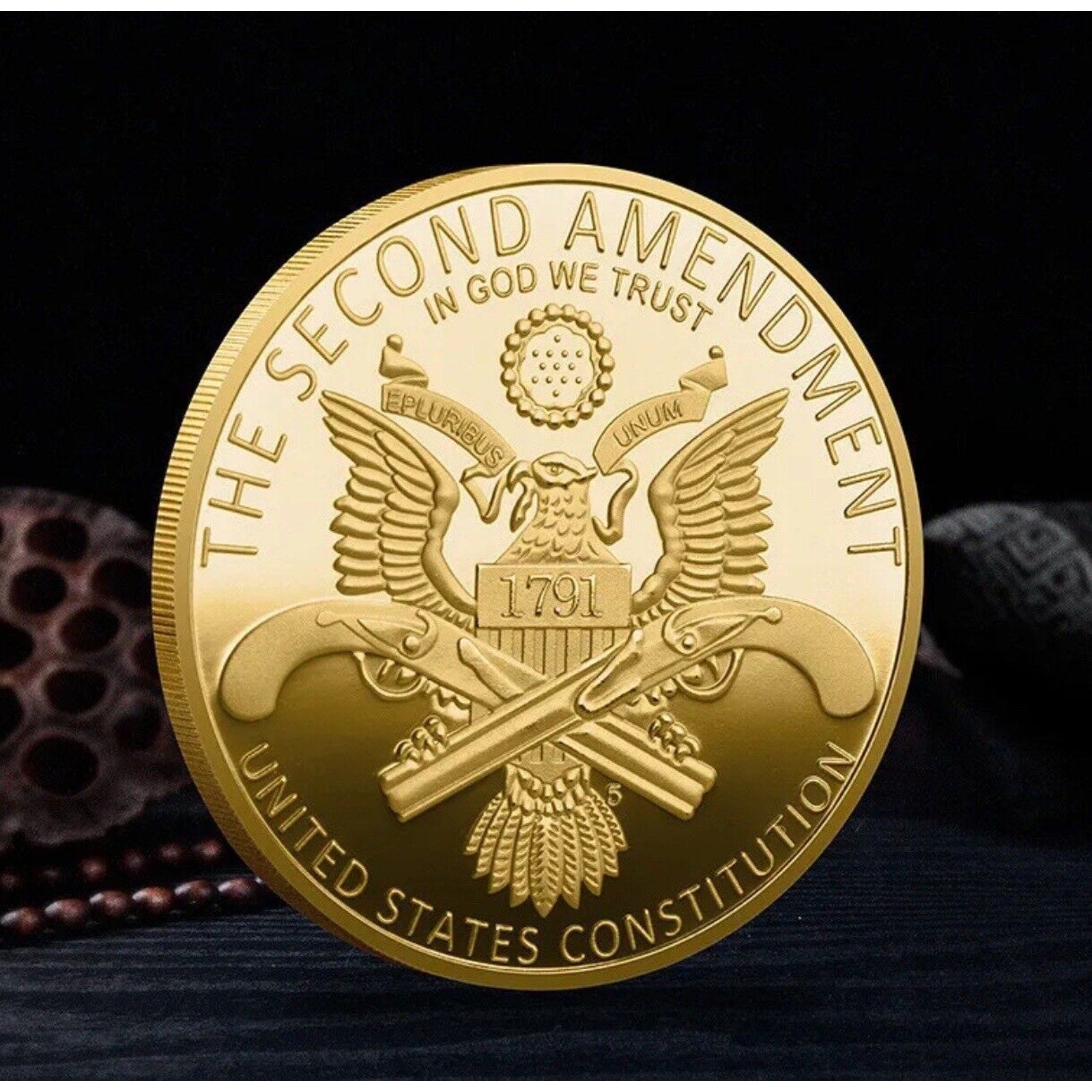 2nd Amendment Is My Gun Permit Skull Challenge Coin USA Seller.
