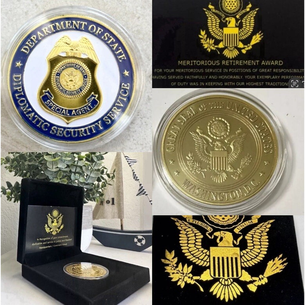 Department of State Diplomatic Security Service Coin With Retirement Award